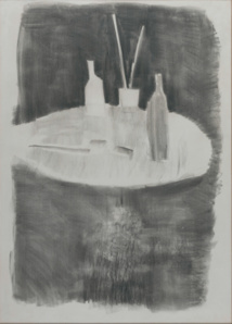 Table à palette, 1954, fusain sur papier, 145 x 104 cm, Paris, Centre Pompidou, Musée national d’art moderne  © Centre Pompidou, MNAM-CCI