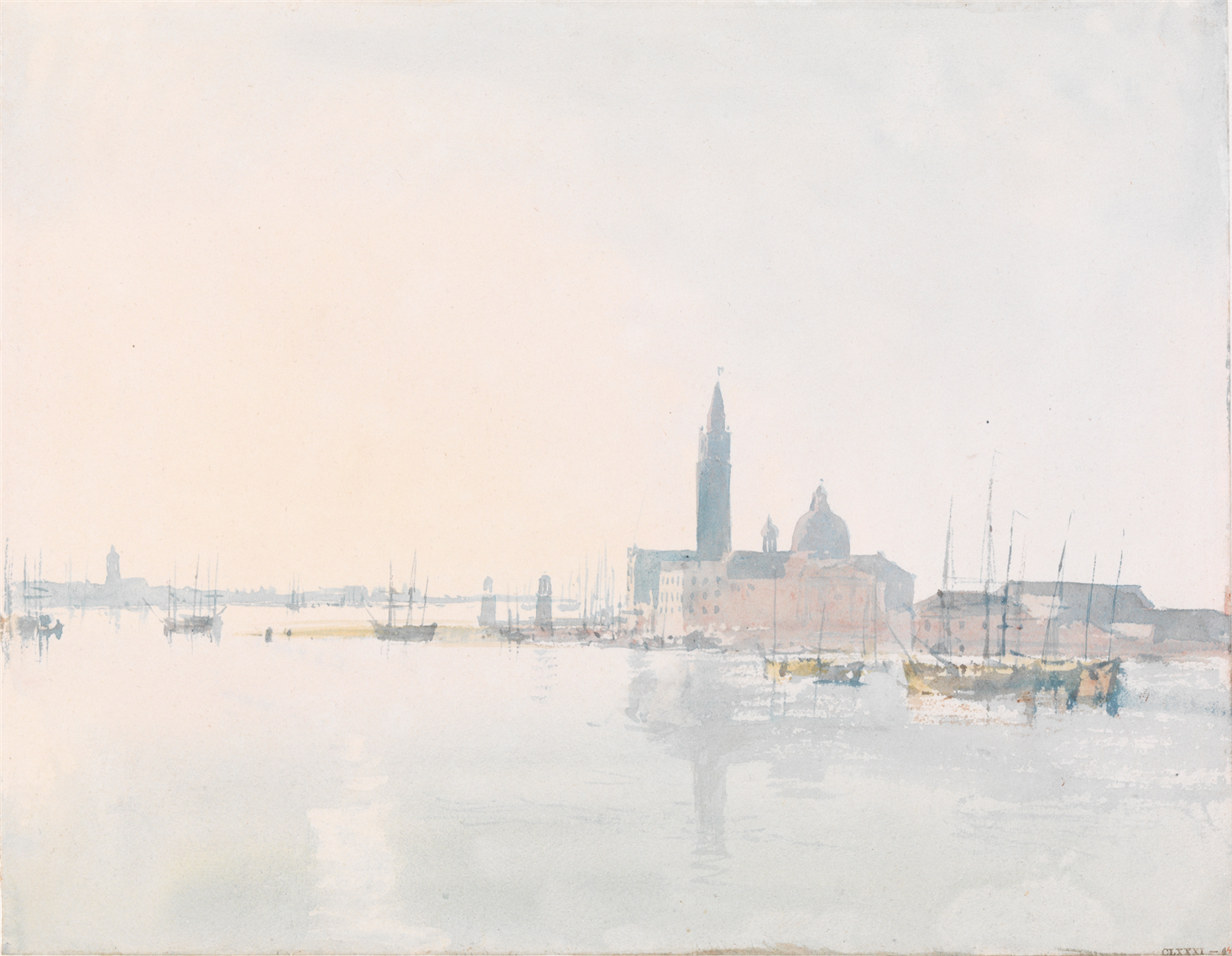 Venise San Giorgio Maggiore, tôt le matin, 1819, aquarelle sur papier, 22,3 x 28,7 cm Tate, accepté par la nation dans le cadre du legs Turner 1856, Photo © Tate