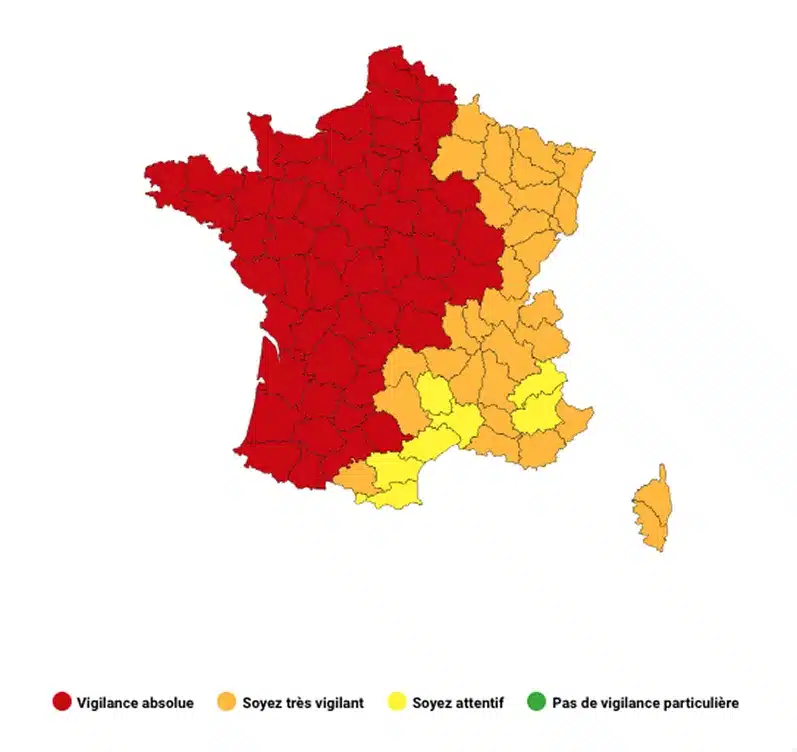 Carte vigilance canicule Météo-France